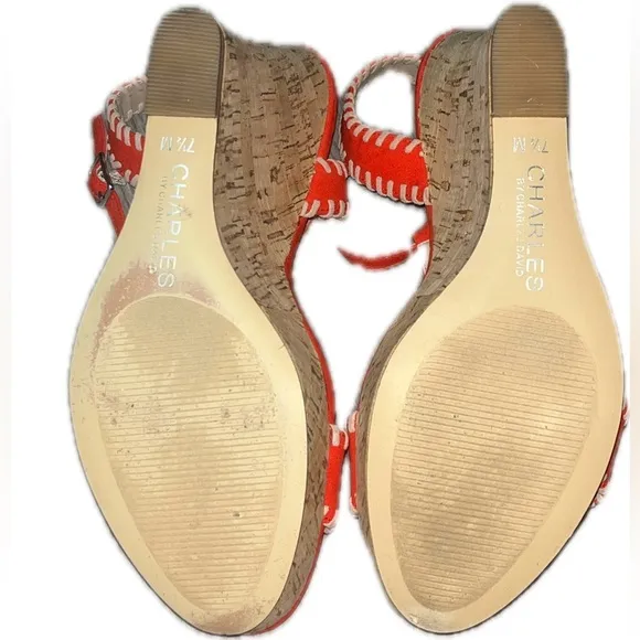 Charles by Charles David Red Wedge Sandals