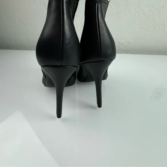 Charles David Boots Stiletto Heeled Booties Faux Leather Solid Black Pointed Toe