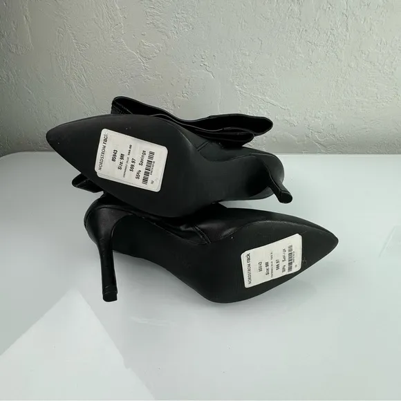 Charles David Boots Stiletto Heeled Booties Faux Leather Solid Black Pointed Toe