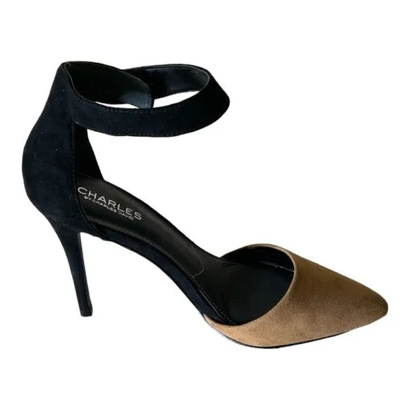 Charles David Shoes Women's Size 9M Pointy Stiletto Pumps Ankle Strap Two-Tone