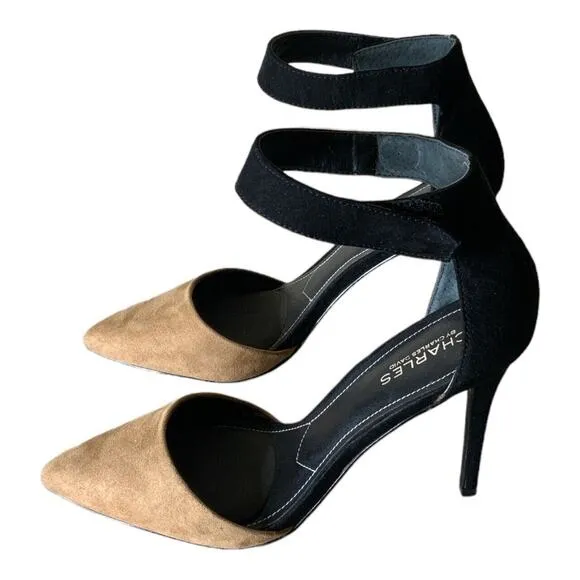 Charles David Shoes Women's Size 9M Pointy Stiletto Pumps Ankle Strap Two-Tone