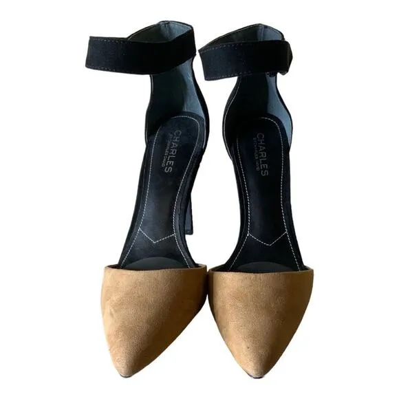 Charles David Shoes Women's Size 9M Pointy Stiletto Pumps Ankle Strap Two-Tone