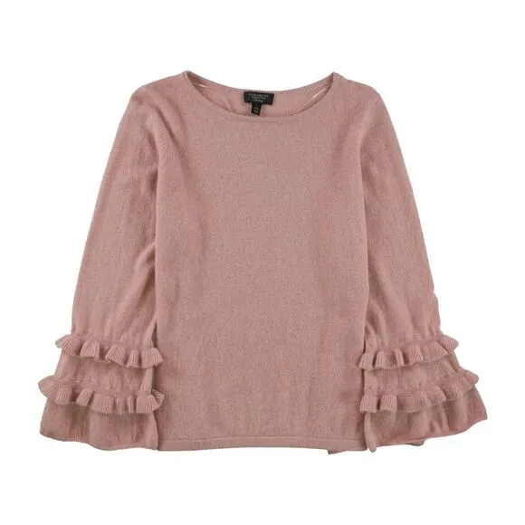 Charter Club Womens Ruffled Pullover Sweater, Pink, NWT