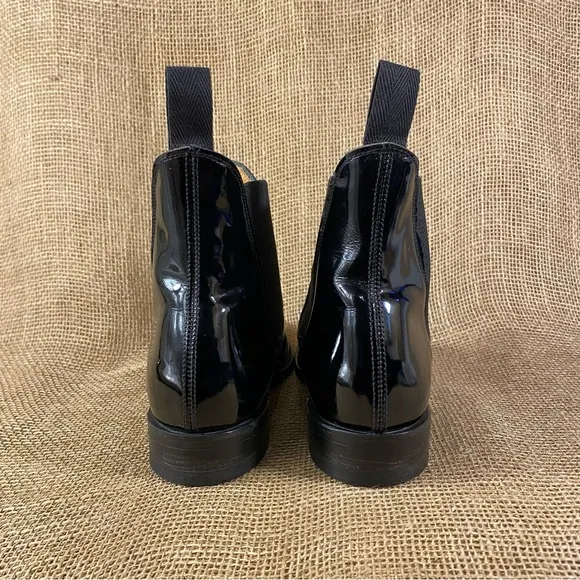 Chelsea Boots Ankle Booties Black Patent Leather Mustang England  Women's Size 7
