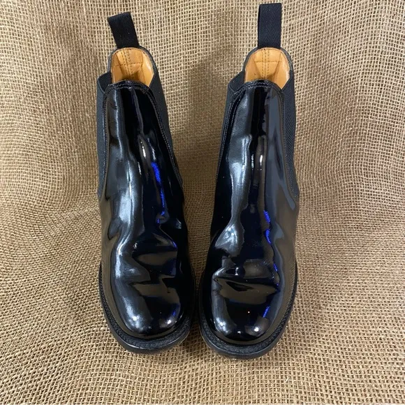 Chelsea Boots Ankle Booties Black Patent Leather Mustang England  Women's Size 7