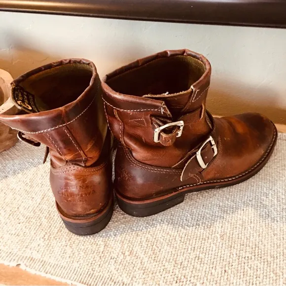 Chippewa Raynard Engineer leather saddle brown boots calf half crop 7.5