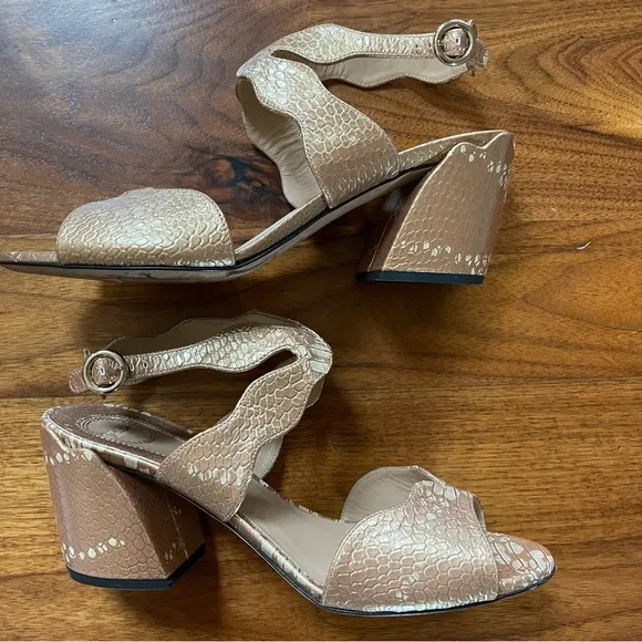 CHLOÉ Lauren’s Snakeskin-embossed Metallic Leather Sandal Size US 7