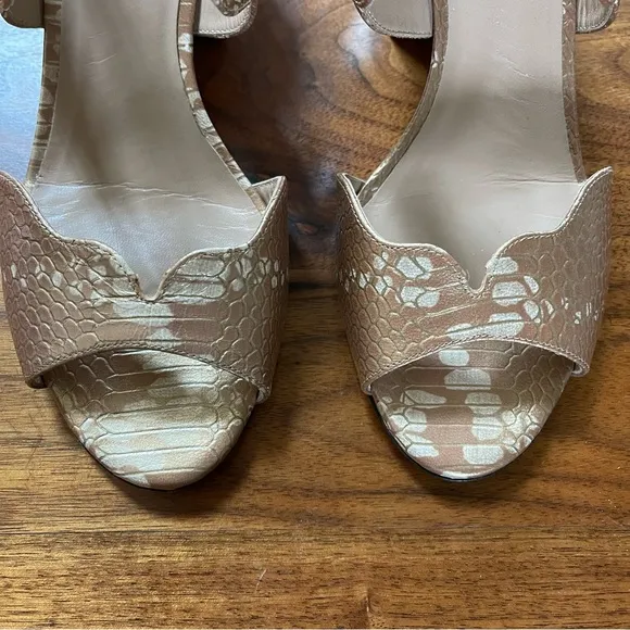 CHLOÉ Lauren’s Snakeskin-embossed Metallic Leather Sandal Size US 7