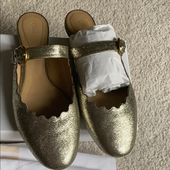 Chloe Ballerines Mules in Grey Glitter 40 1/2