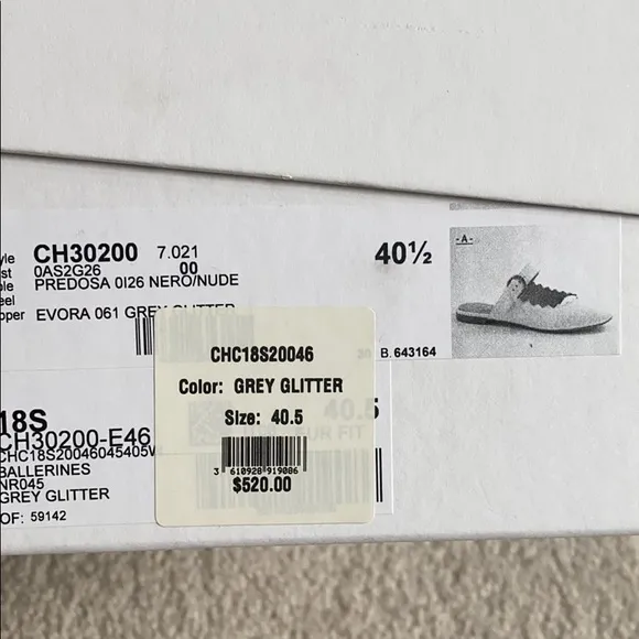 Chloe Ballerines Mules in Grey Glitter 40 1/2