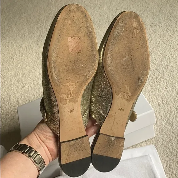 Chloe Ballerines Mules in Grey Glitter 40 1/2