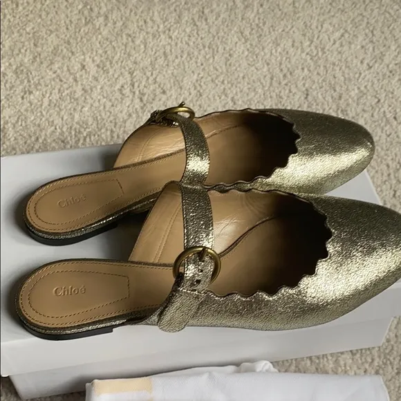 Chloe Ballerines Mules in Grey Glitter 40 1/2