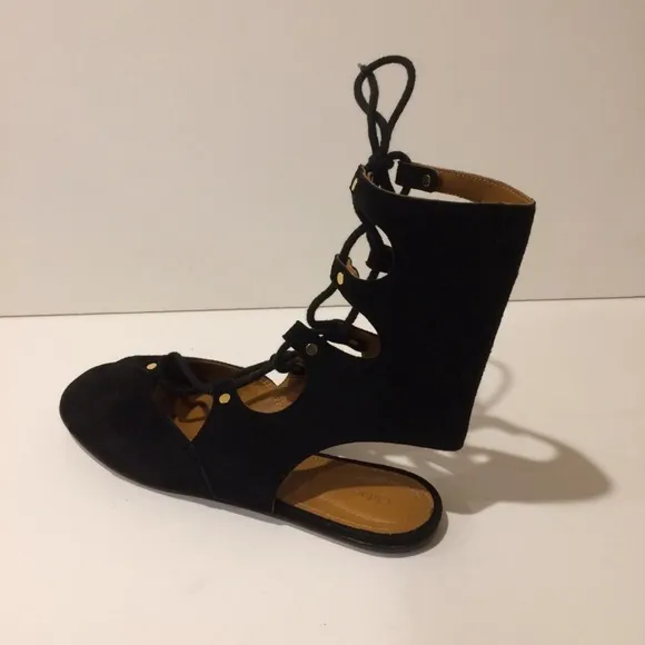Chloe Lace Up Strappy Flat Suede Sandal - Size 38 - NEW -