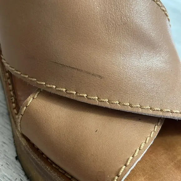 Chloe Tan Leather Wedge Sandals with Adjustable Strap size 38