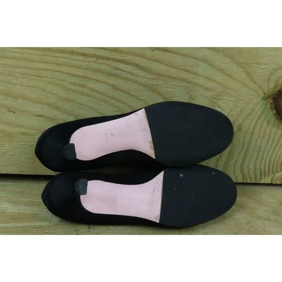 Christian Lacroix Shoes Womens 8 Black Satin Jewel Kitten Heel Slip On Vintage
