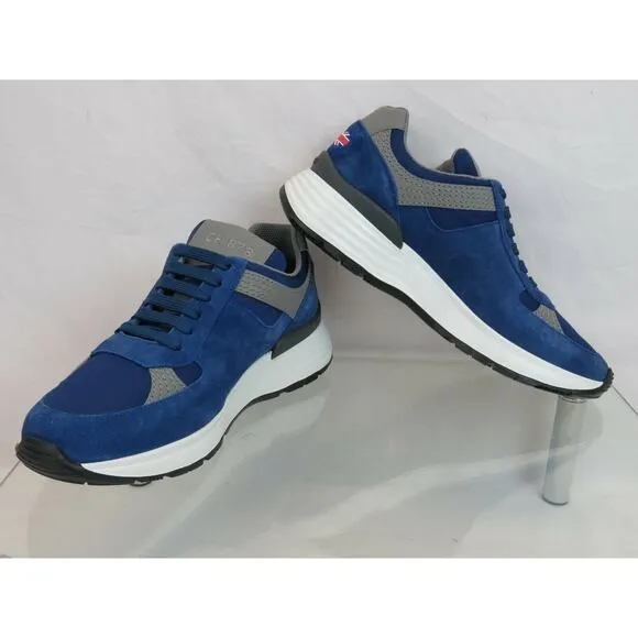 CHURCH'S by PRADA CH873 LIGHT BLUE SUEDE NYLON LOGO SNEAKERS 37.5 ITALY