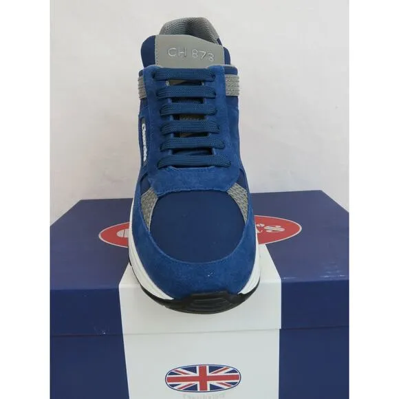 CHURCH'S by PRADA CH873 LIGHT BLUE SUEDE NYLON LOGO SNEAKERS 37.5 ITALY