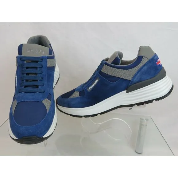CHURCH'S by PRADA CH873 LIGHT BLUE SUEDE NYLON LOGO SNEAKERS 37.5 ITALY
