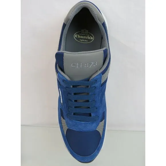 CHURCH'S by PRADA CH873 LIGHT BLUE SUEDE NYLON LOGO SNEAKERS 37.5 ITALY