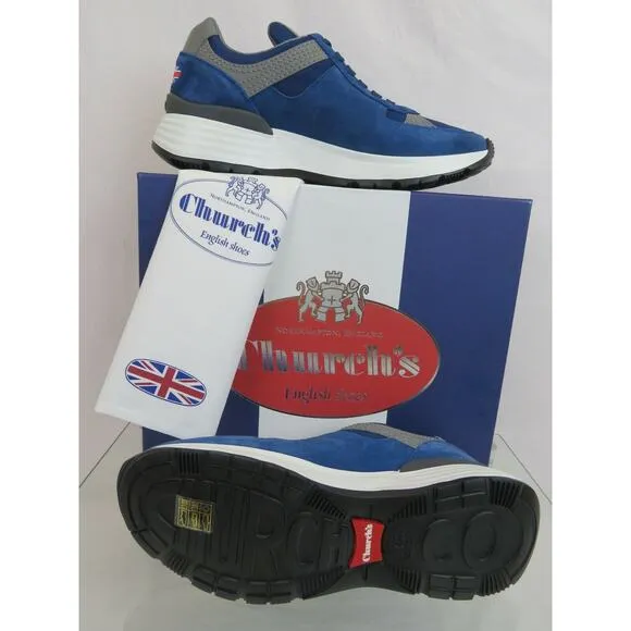 CHURCH'S by PRADA CH873 LIGHT BLUE SUEDE NYLON LOGO SNEAKERS 37.5 ITALY