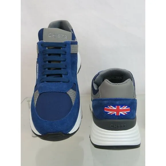 CHURCH'S by PRADA CH873 LIGHT BLUE SUEDE NYLON LOGO SNEAKERS 37.5 ITALY