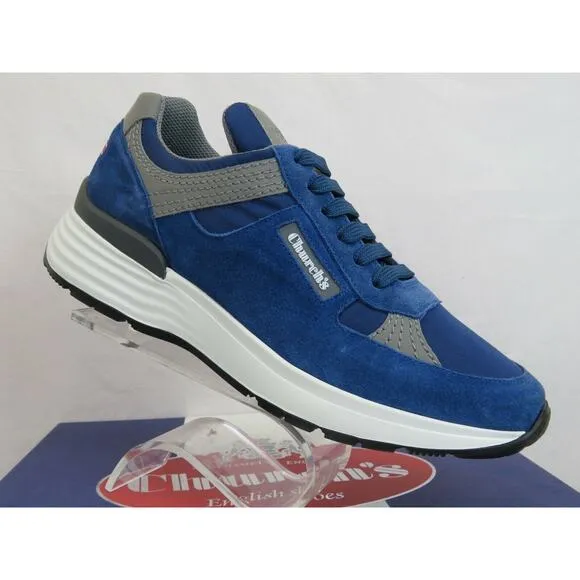 CHURCH'S by PRADA CH873 LIGHT BLUE SUEDE NYLON LOGO SNEAKERS 37.5 ITALY