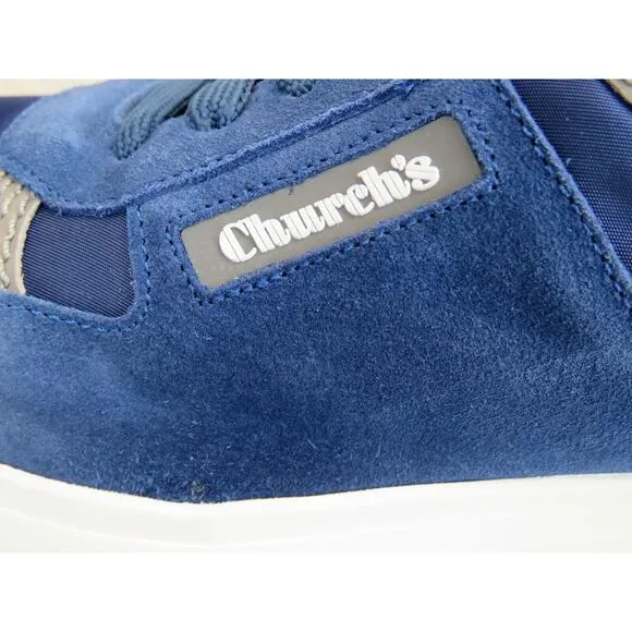 CHURCH'S by PRADA CH873 LIGHT BLUE SUEDE NYLON LOGO SNEAKERS 39.5 ITALY