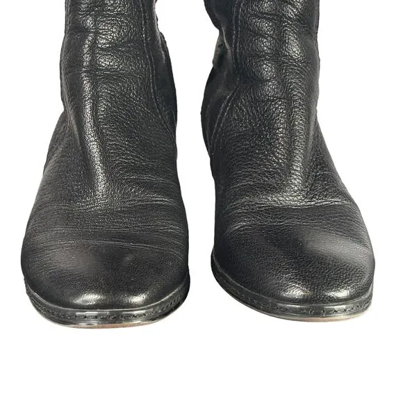 Circa Joan &amp; David Black Leather Suede Knee High Tall Boots WOMENS SIZE 6.5 Moto