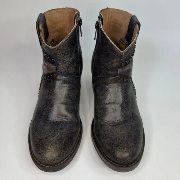 Circle G By Corral Q 5025 LD BLUE STAR INLAY &amp; STUDS ANKLE LEATHER BOOTS Size 7