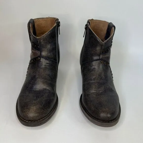 Circle G By Corral Q 5025 LD BLUE STAR INLAY &amp; STUDS ANKLE LEATHER BOOTS Size 7