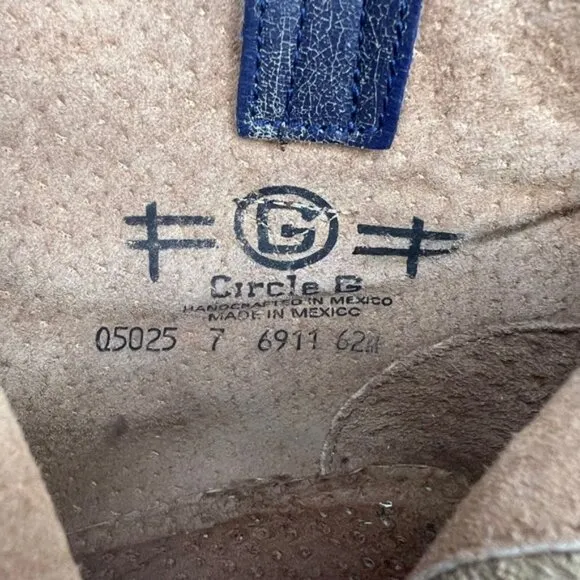 Circle G By Corral Q 5025 LD BLUE STAR INLAY &amp; STUDS ANKLE LEATHER BOOTS Size 7