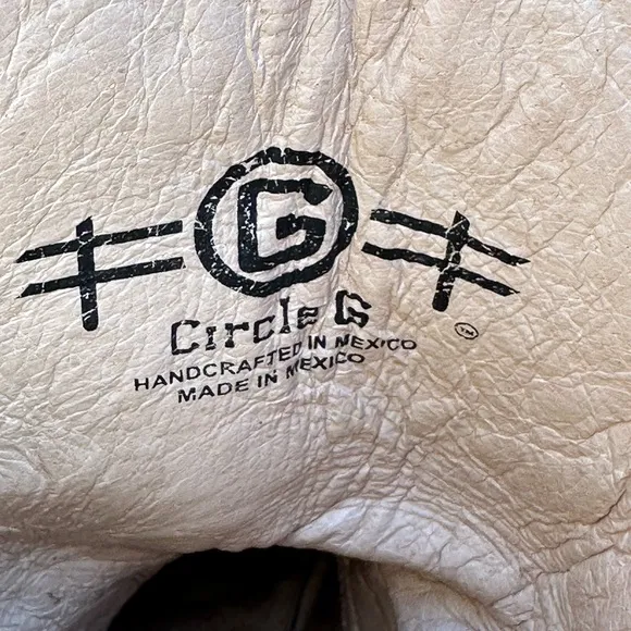 Circle G Cream and Brown Heeled Boots with Western Style