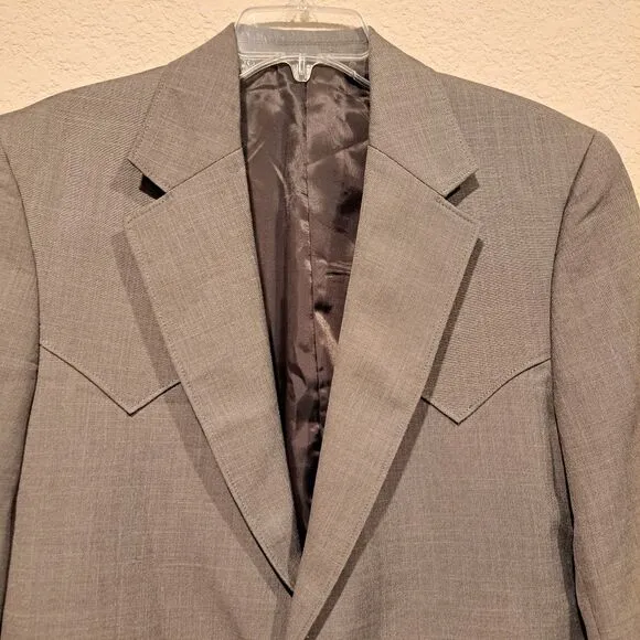 Circle S Dallas Made in USA Mens Western Sport Coat Lubbock Steel Gray Sz Medium