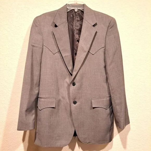 Circle S Dallas Made in USA Mens Western Sport Coat Lubbock Steel Gray Sz Medium