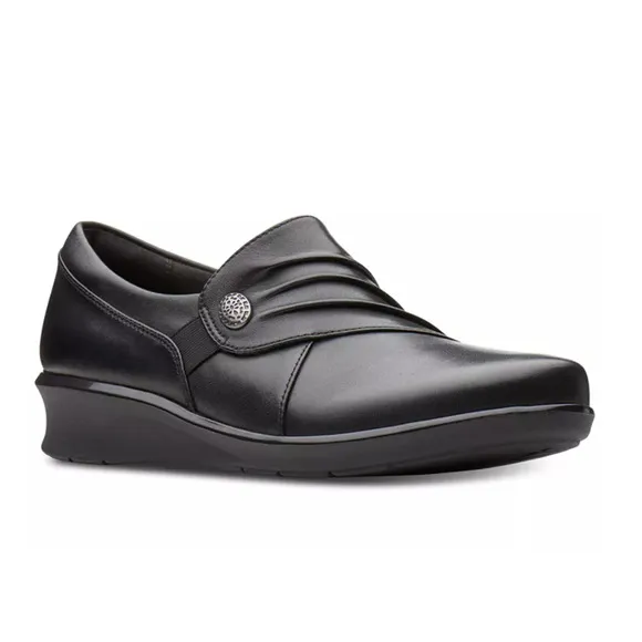 Clarks Hope Roxanne Leather Comfort Shoes in Black Size 6.5 Wide‎ NEW Retail $90