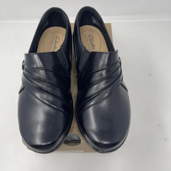 Clarks Hope Roxanne Leather Comfort Shoes in Black Size 6.5 Wide‎ NEW Retail $90