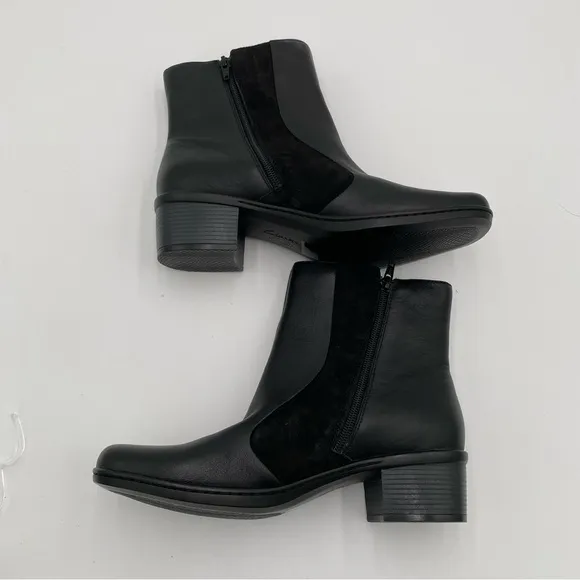 Clarks Leather Suede Active Air Heeled Ankle Boots Booties Shoes Size 10 (NWOT)