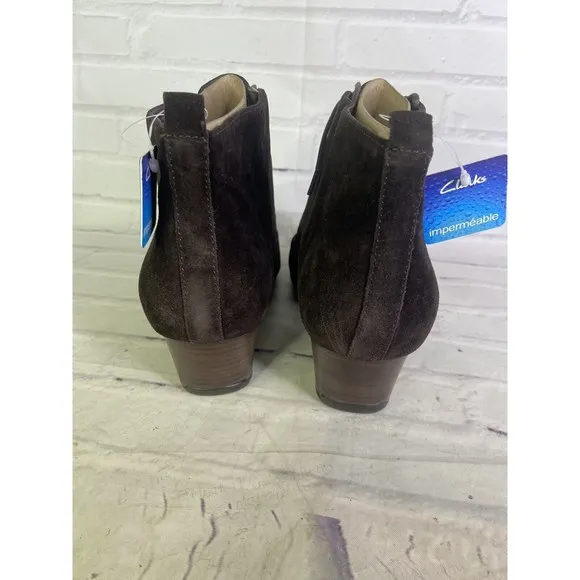 Clarks Leyden Bell Brown Suede Leather Witch Lace Up Boots Bootie Womens Size 11