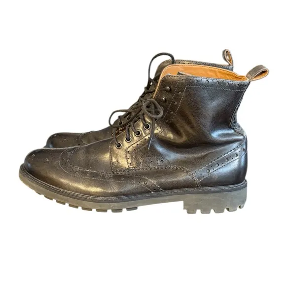 Clark’s Montacute Lord Black Lined Boots Wingtip Leather Men’s Size 12