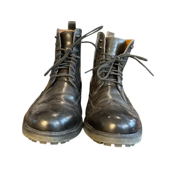Clark’s Montacute Lord Black Lined Boots Wingtip Leather Men’s Size 12