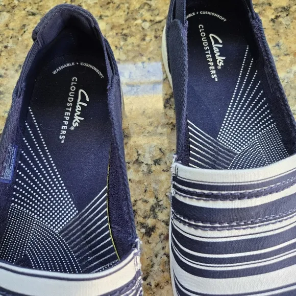 Clarks Striped Slip-On Shoes Women's Size 10