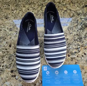 Clarks Striped Slip-On Shoes Women's Size 10