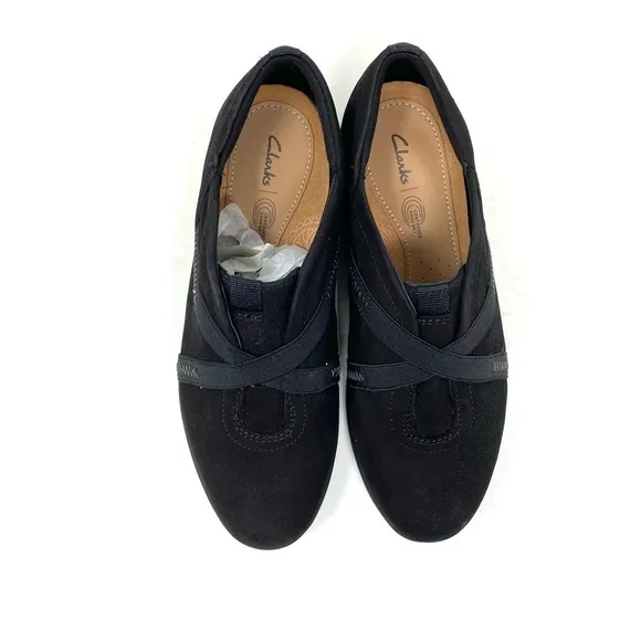 Clarks Tamzen Step Black Nubuck slip on shoes WIDE