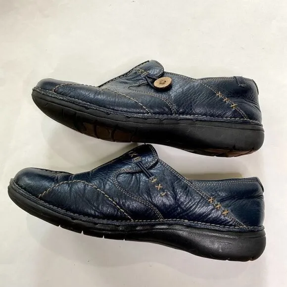 Clarks Un.Loop Unstructured Leather Slip On Shoes 9.5