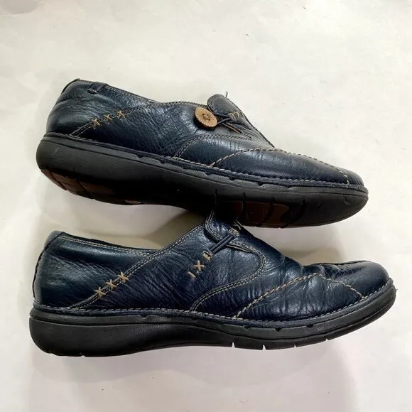Clarks Un.Loop Unstructured Leather Slip On Shoes 9.5