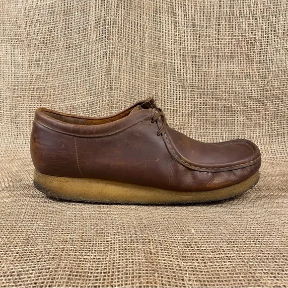 Clarks Wallabies  Originals Brown Leather  Beeswax Chukka Shoes Size 13 M