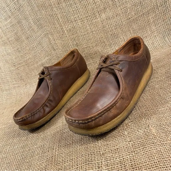 Clarks Wallabies  Originals Brown Leather  Beeswax Chukka Shoes Size 13 M