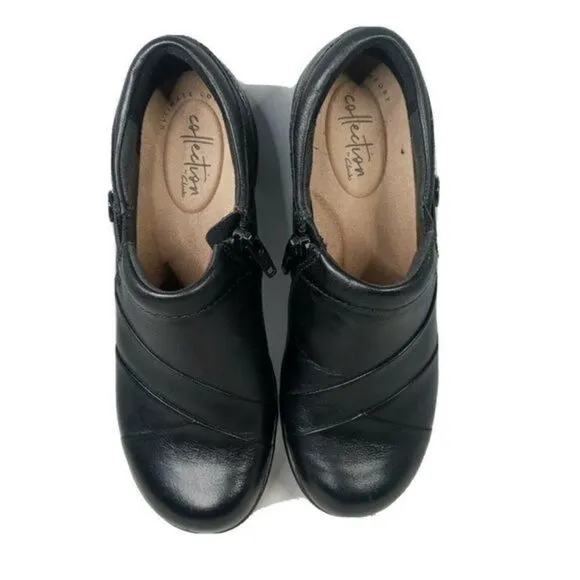 Clarks. Collection Women's. Shoes Sz 6 Channing Ann Black  Leather‎ Slip On