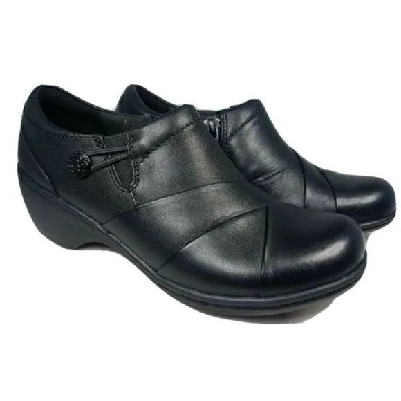Clarks. Collection Women's. Shoes Sz 6 Channing Ann Black  Leather‎ Slip On