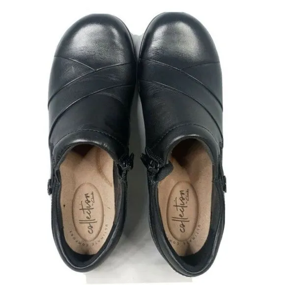 Clarks. Collection Women's. Shoes Sz 6 Channing Ann Black  Leather‎ Slip On